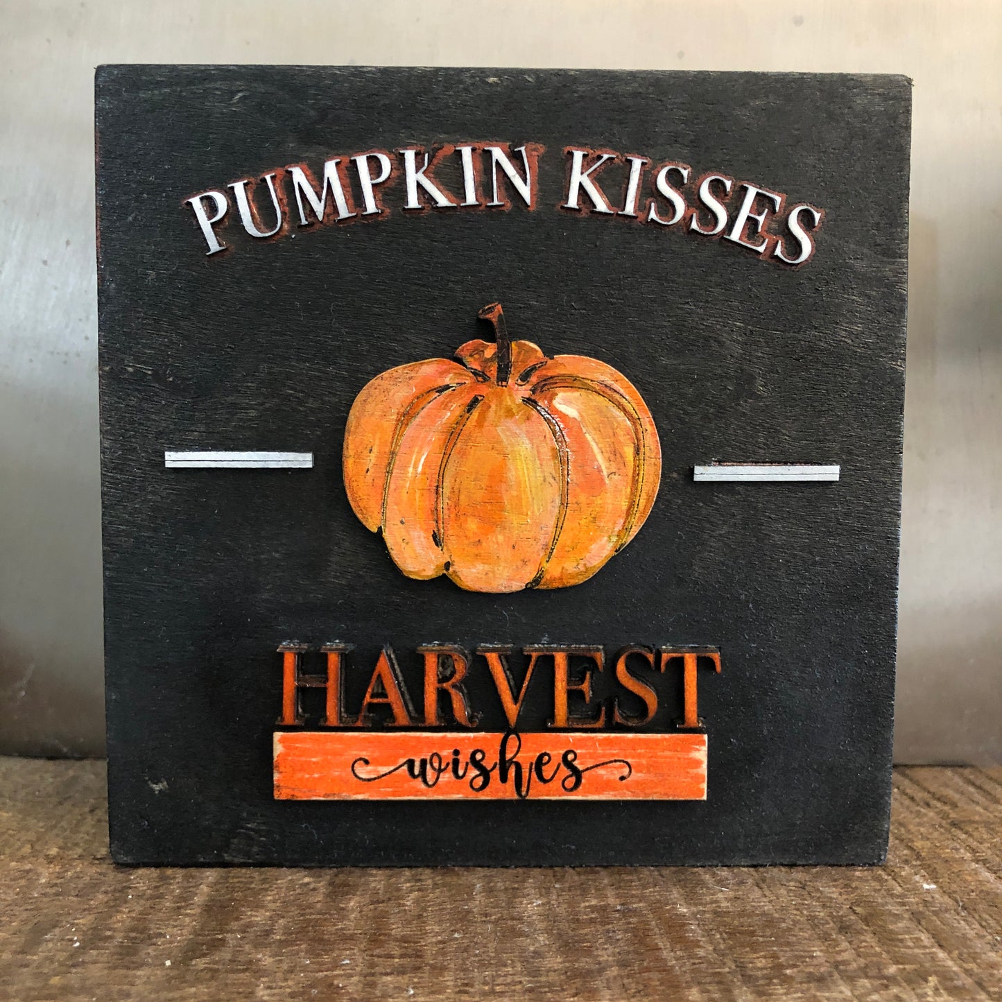 Pumpkin Kisses, Harvest Wishes: Handmade Wall Art