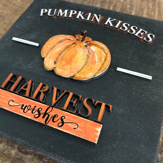 Pumpkin Kisses, Harvest Wishes: Handmade Wall Art