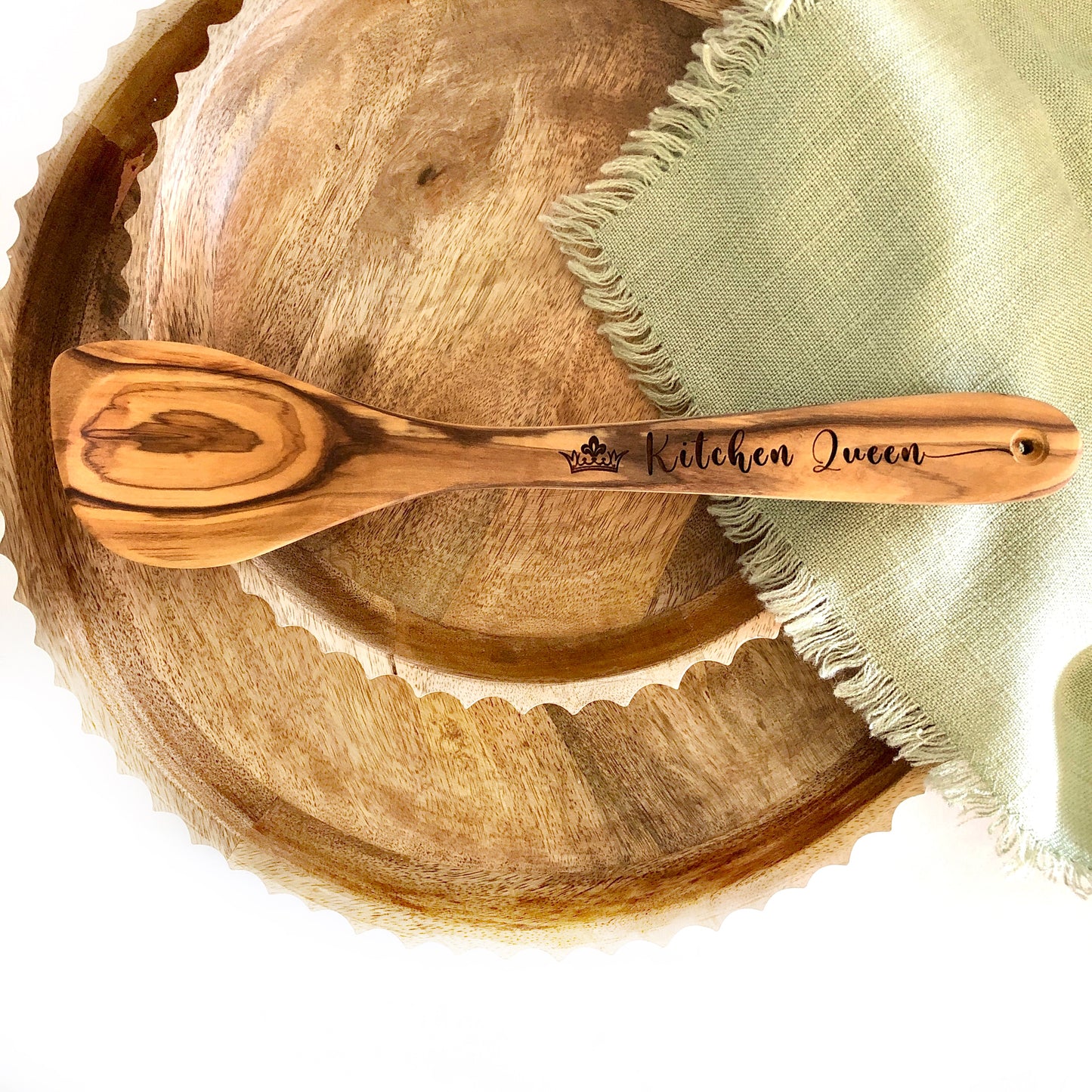 Wooden Spoon made from Olive Wood, Kitchen Queen