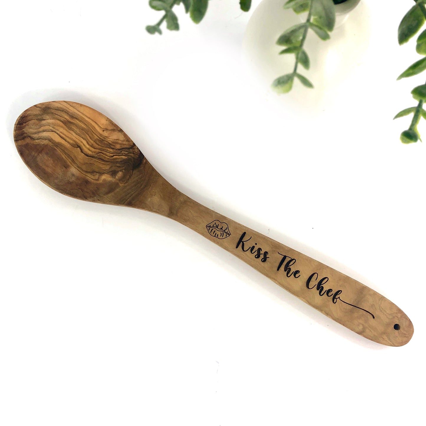 Wooden Spoon made from Olive Wood: Kiss the Chef