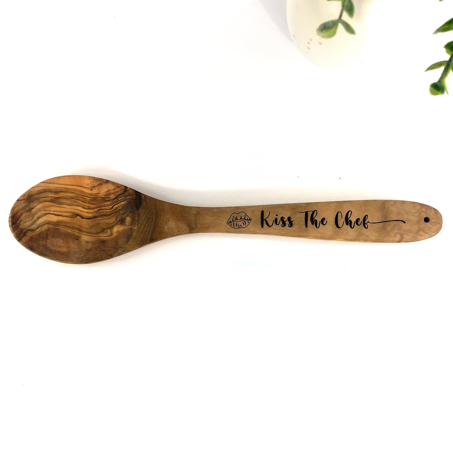 Wooden Spoon made from Olive Wood: Kiss the Chef