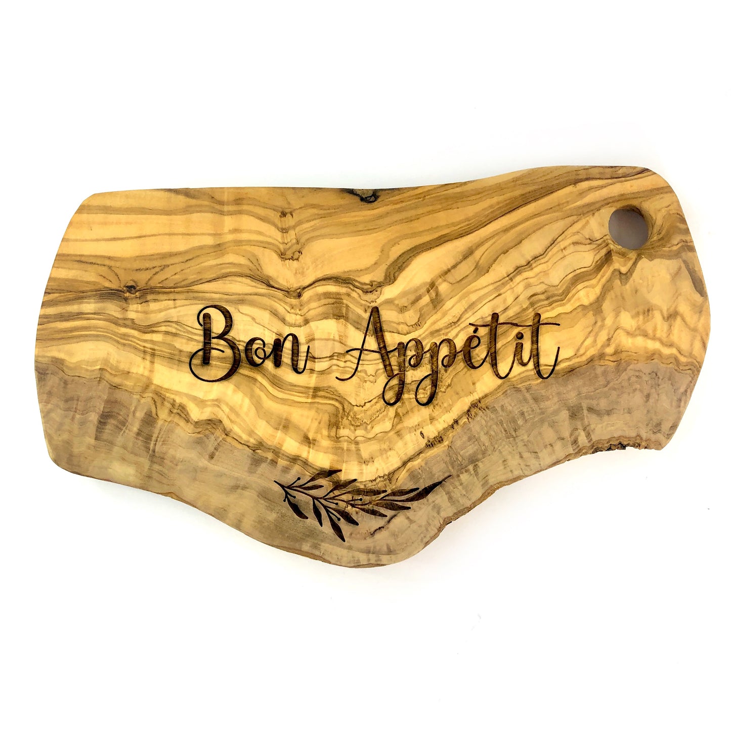 Small Engraved Olive Wood Appetizer Board, Bon Appétit