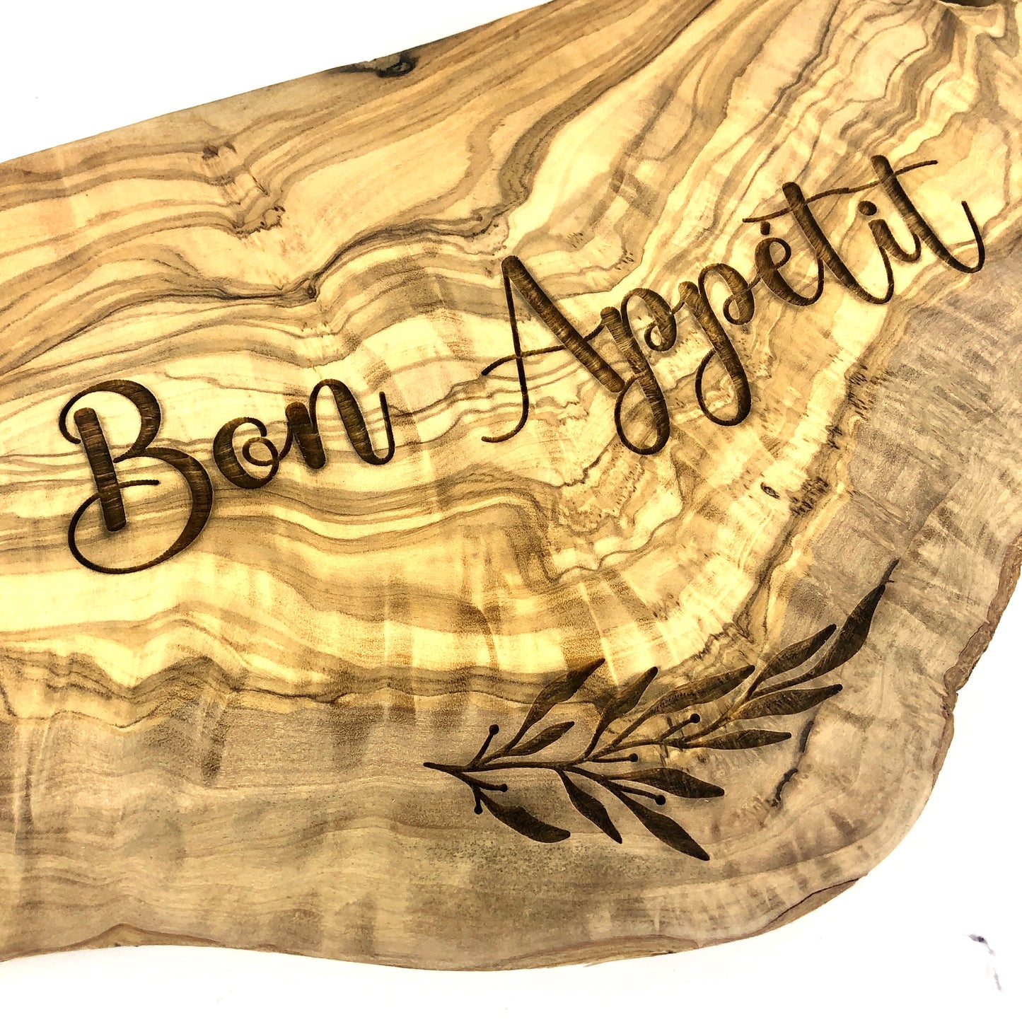 Small Engraved Olive Wood Appetizer Board, Bon Appétit