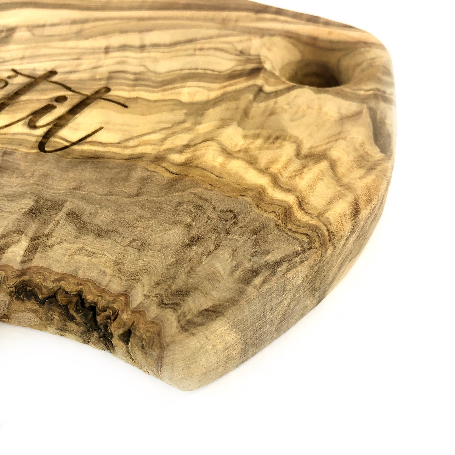Small Engraved Olive Wood Appetizer Board, Bon Appétit