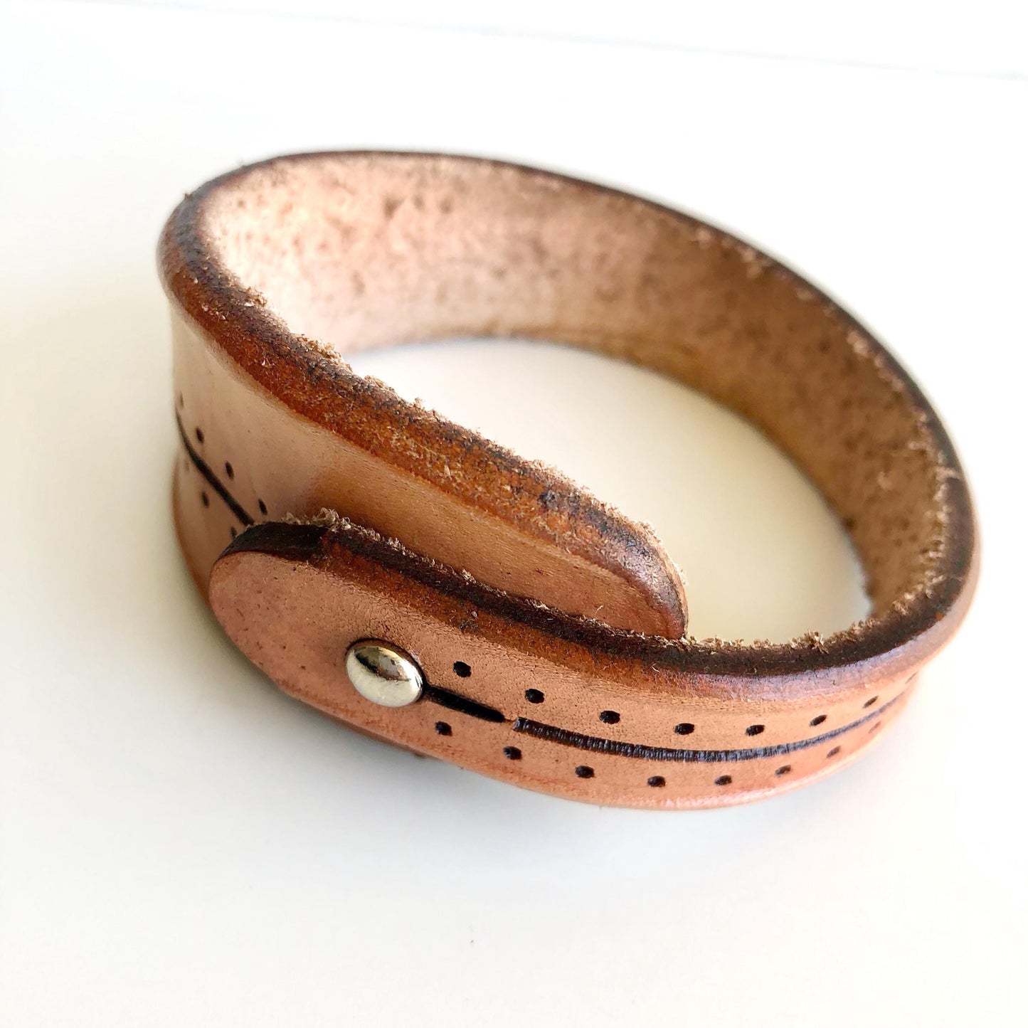 Natural Leather Bracelet for Men Handmade from Rawhide Leather