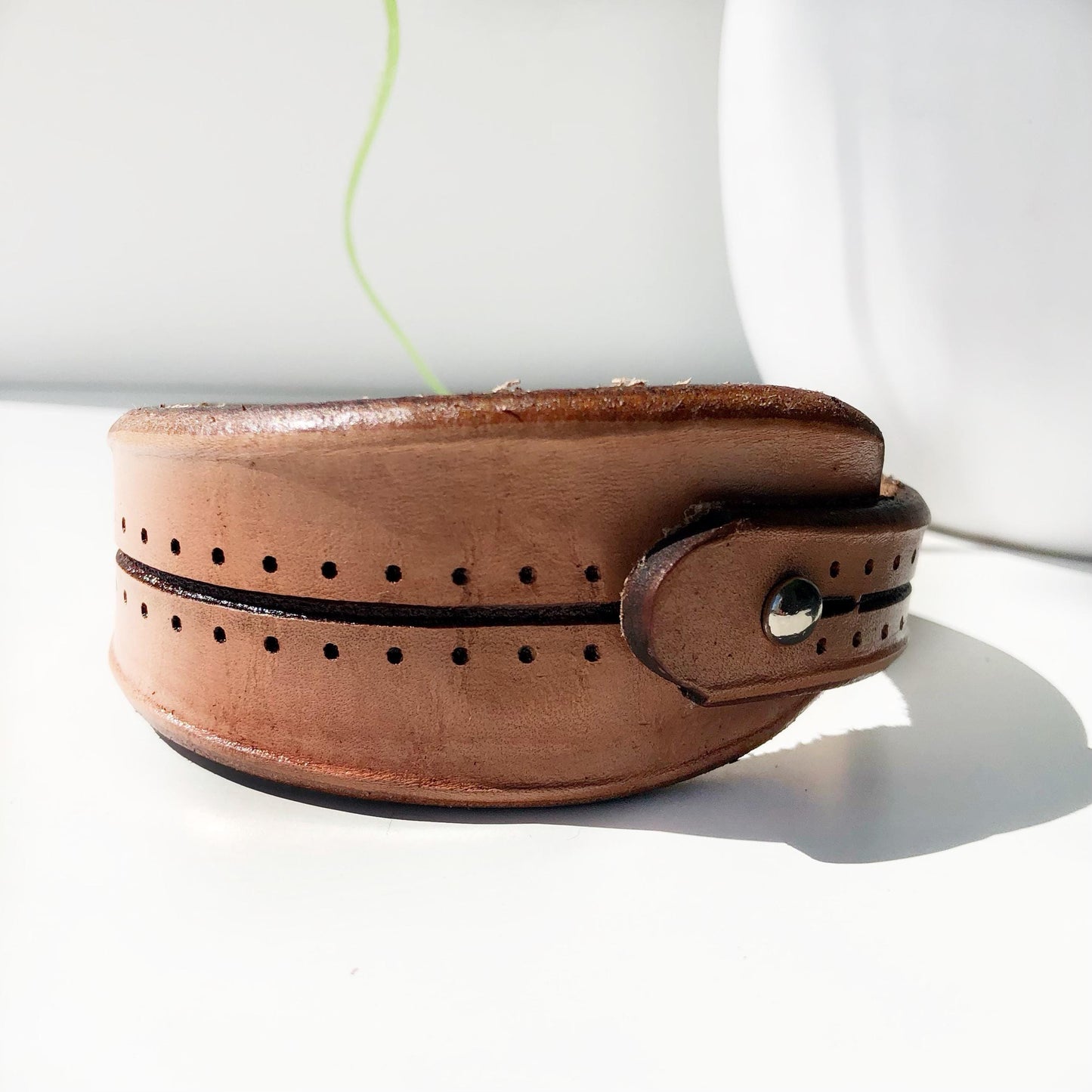 Natural Leather Bracelet for Men Handmade from Rawhide Leather
