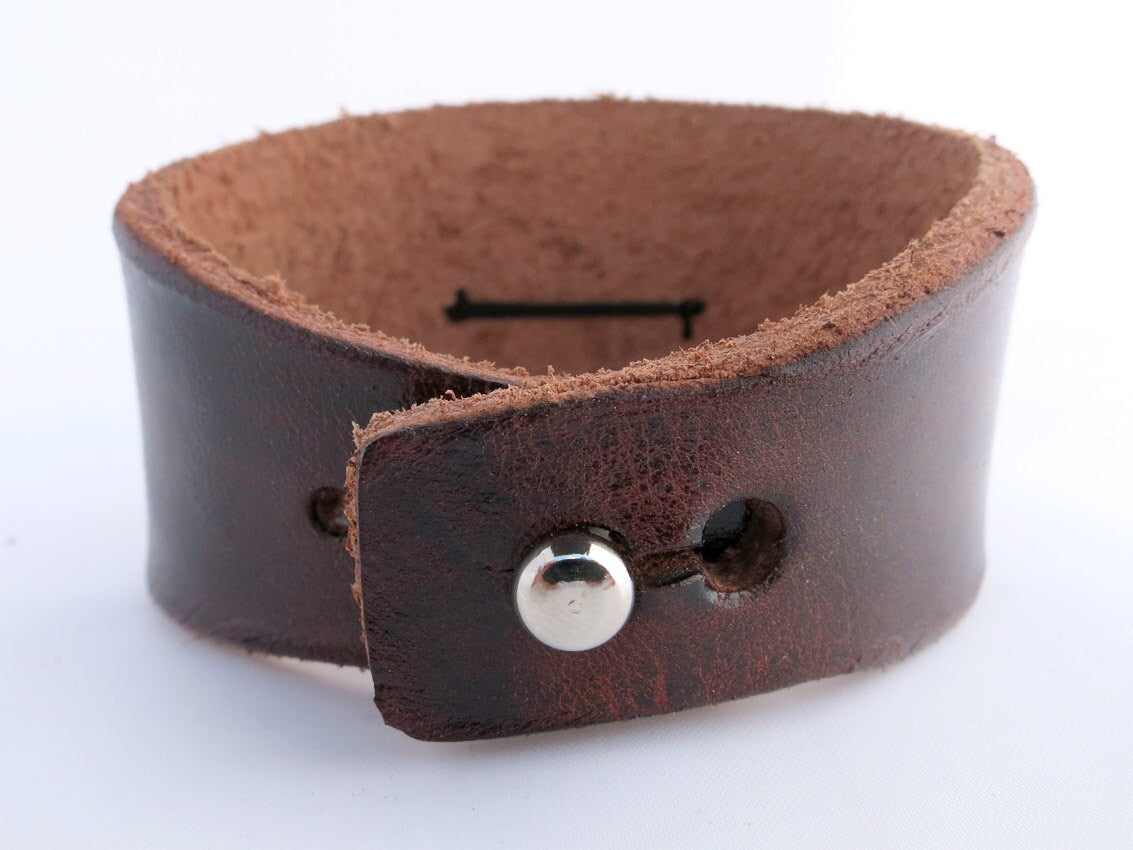 Brown Leather Cuff Bracelet with Carnelian Bead