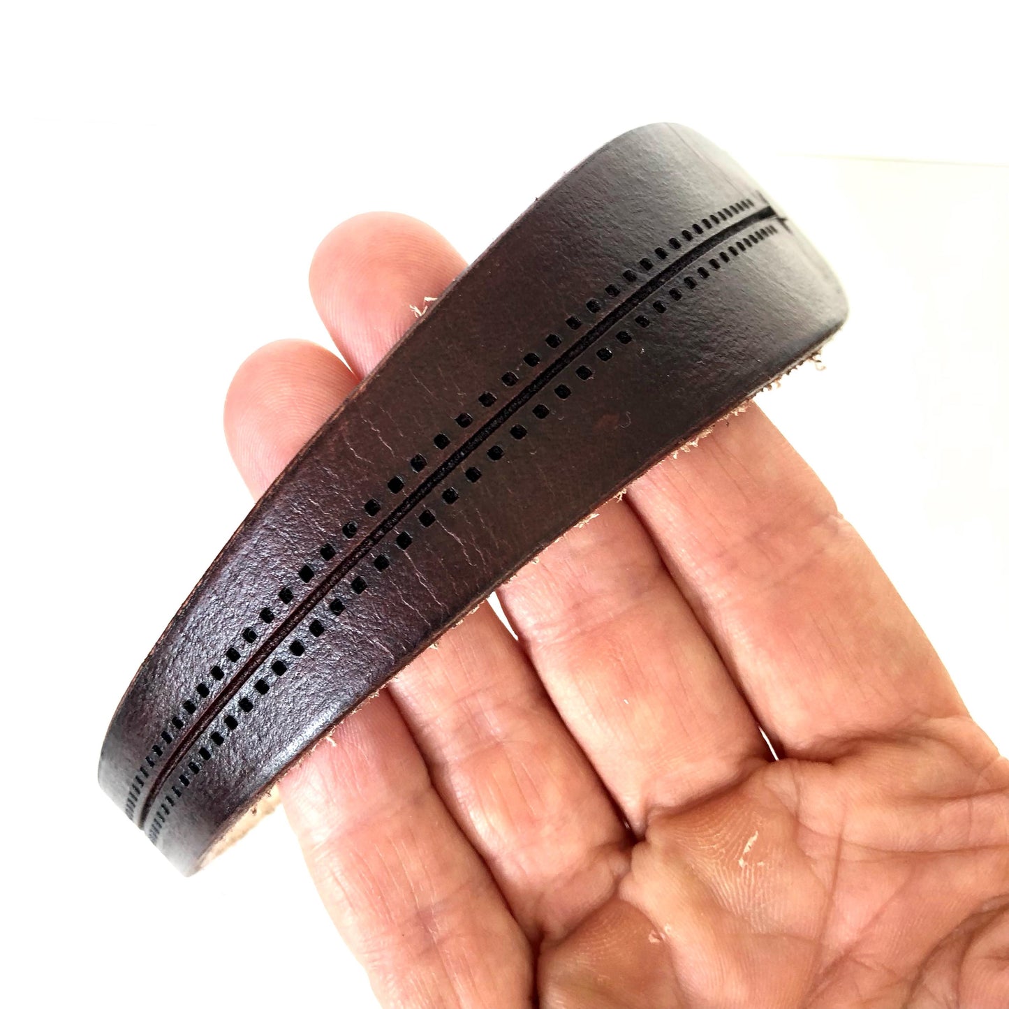 Classic Brown Leather Bracelet for Men Handmade from Rawhide Leather