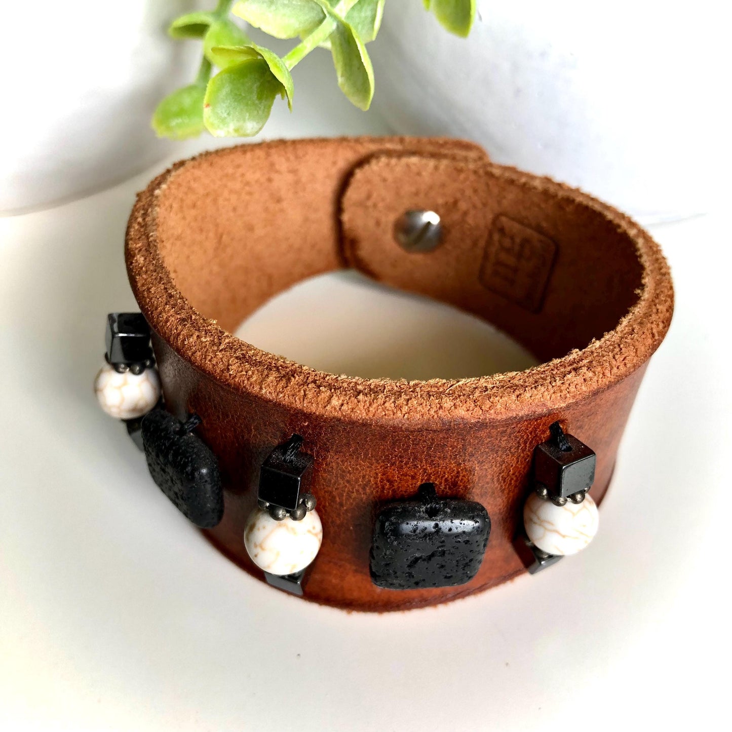 Handmade Beaded Leather Cuff Bracelet