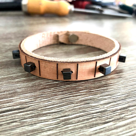 Thin Beaded Leather Bracelet for Women