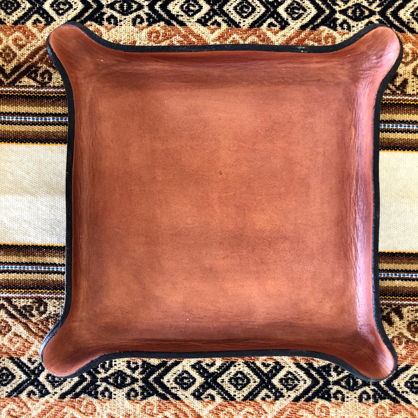 Handmade Square Leather Catch All Tray