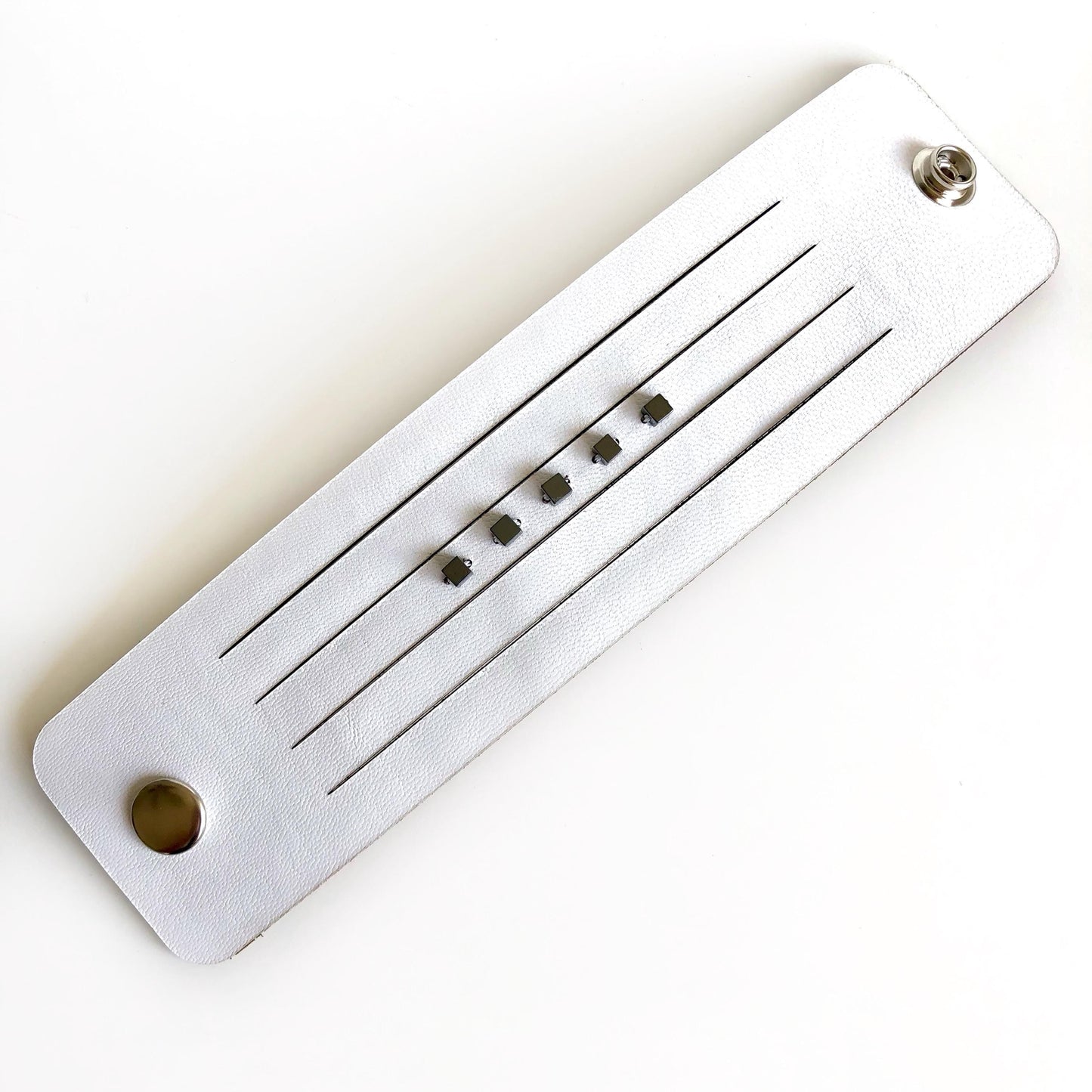 White Leather Wrist Cuff with Slits