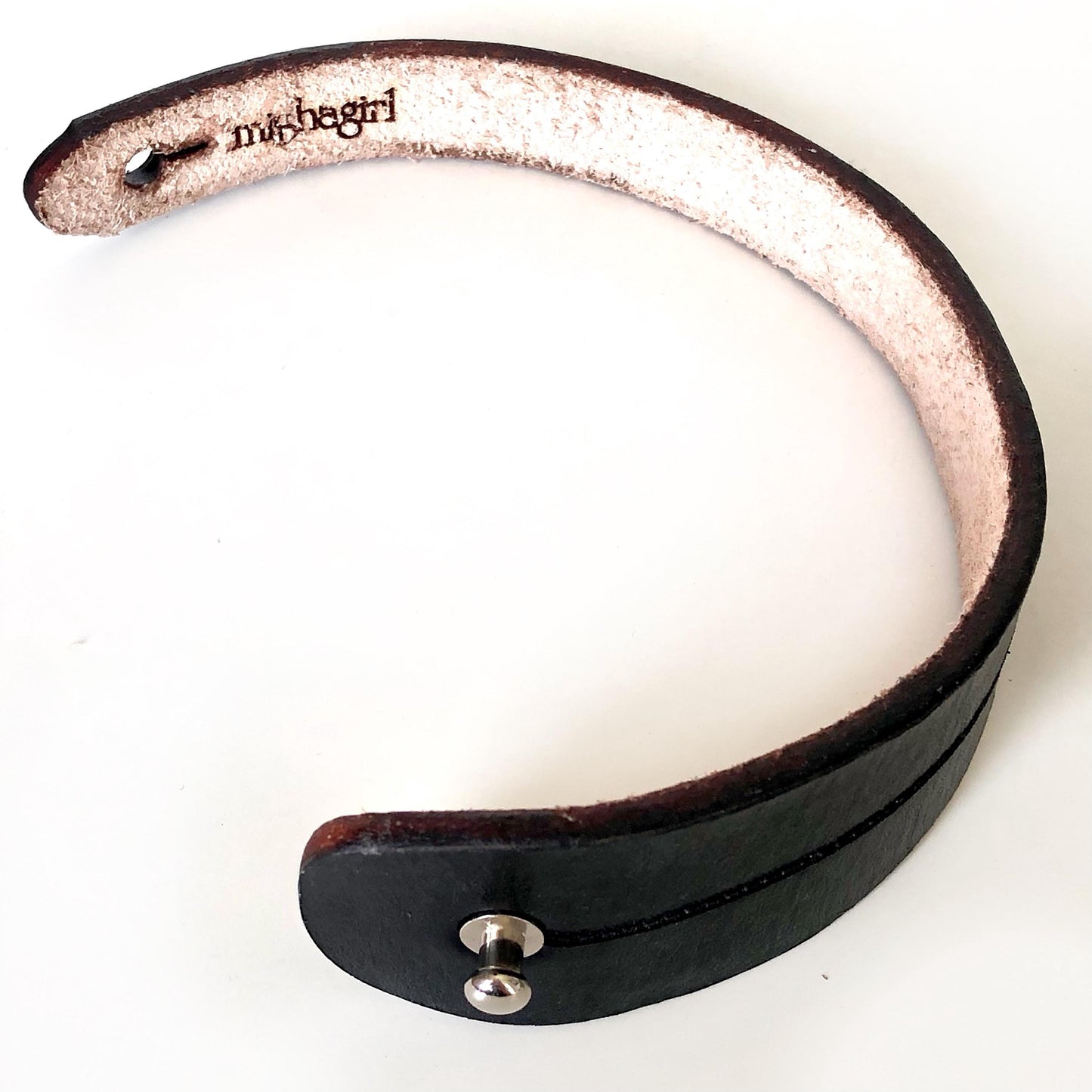 Classic Black Leather Bracelet for Men Handmade from Rawhide Leather