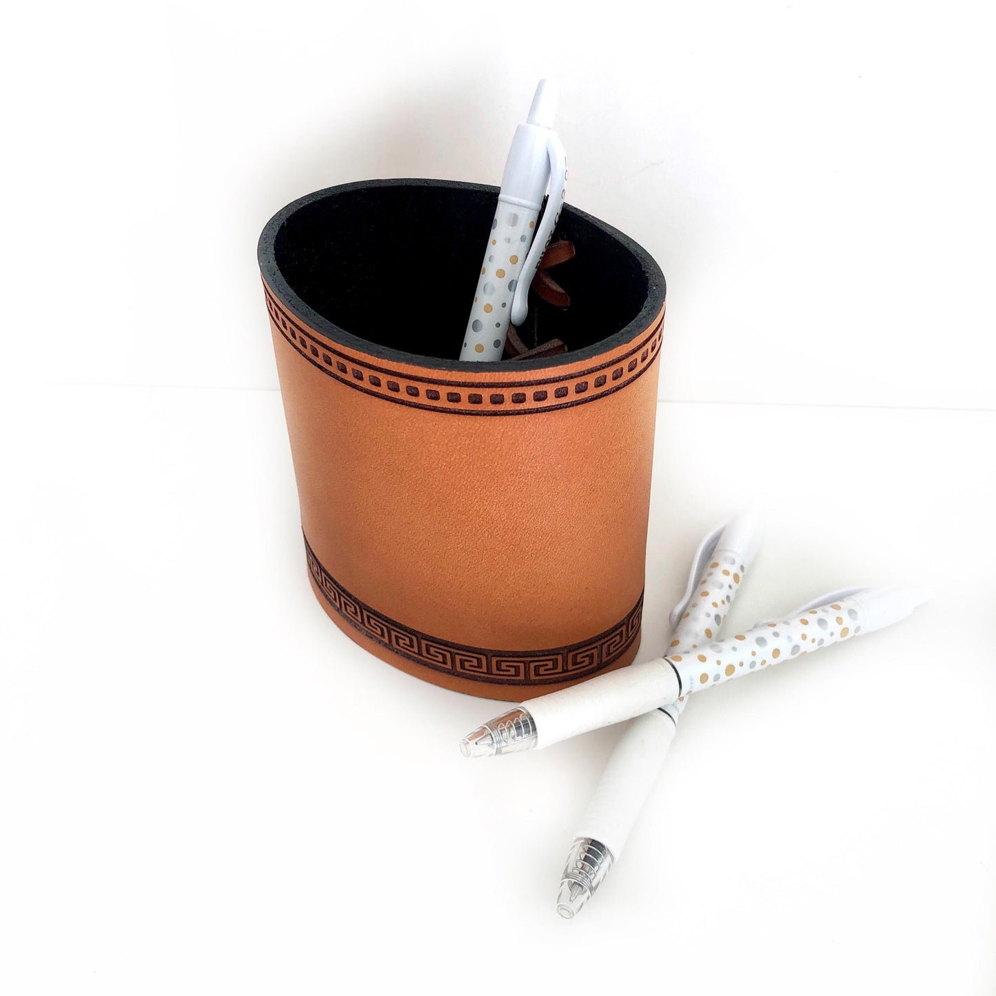 Handmade Leather Pencil and Pen Holder, Laser Etched