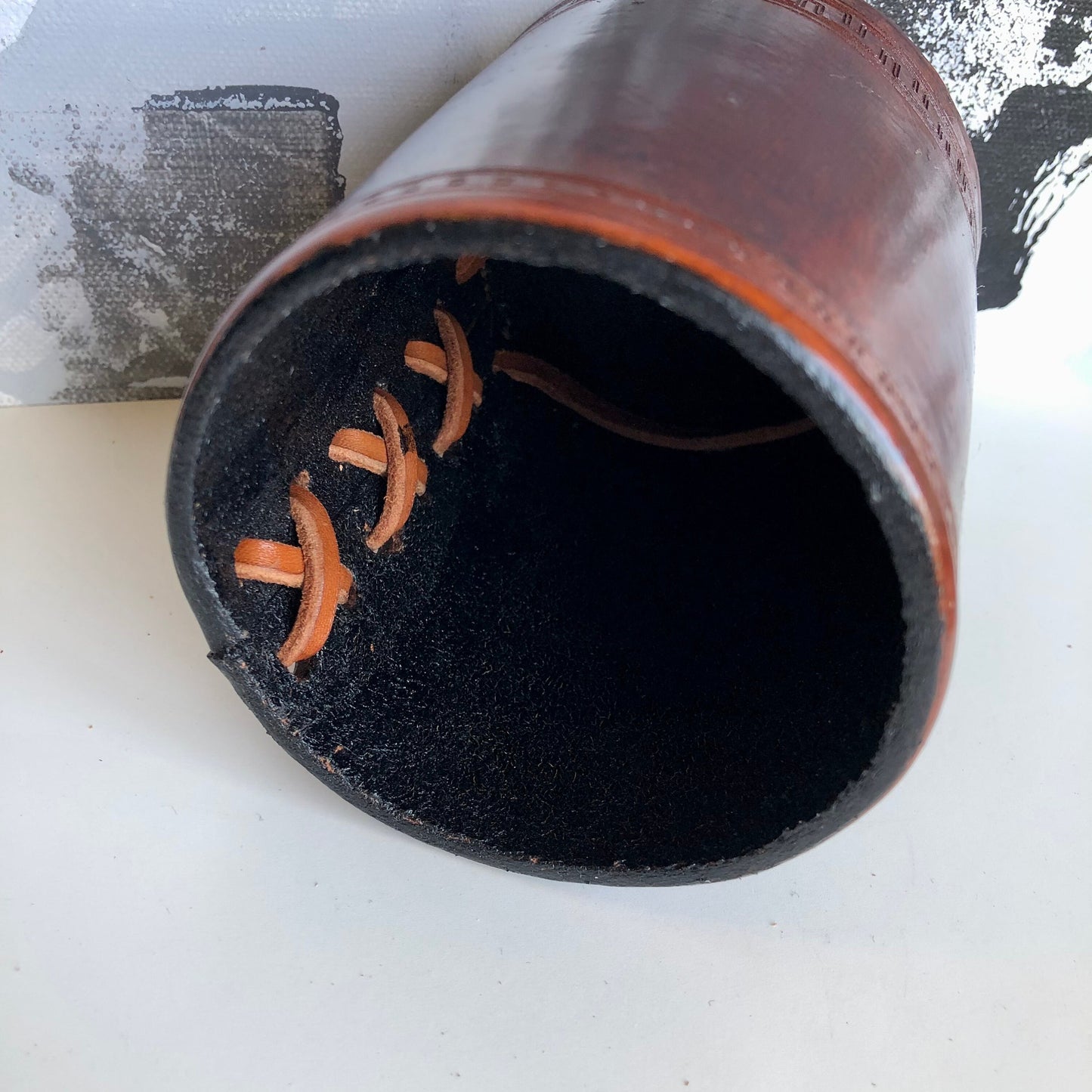 Handmade Leather Pencil and Pen Holder, Dark Brown